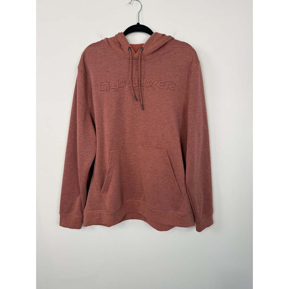 Quiksilver Hoodie Men's XL Heathered Rust Embossed Logo Pullover Sweatshirt
